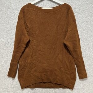 Anthropologie Women's S Burnt Orange Merino Wool Blend Knit Sweater Oversized